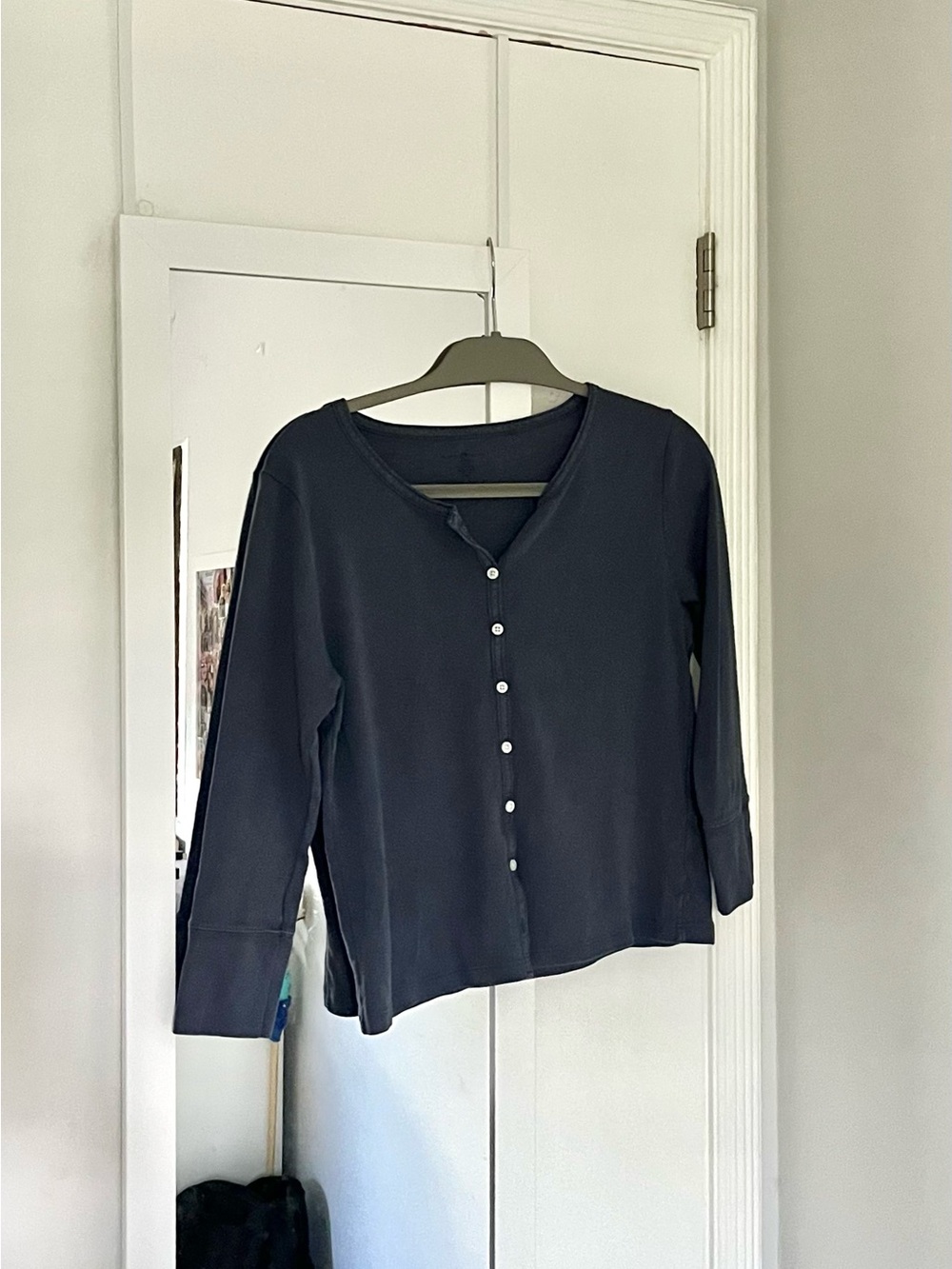 Brandy Melville Dark Navy Button-Front Long Sleeve Shirt